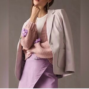 Anthropologie Lavender Vegan Leather Blazer Coat